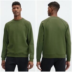 Fabletics Go-To Crewneck Olive Green Fleece Pullover Sweatshirt Size Small